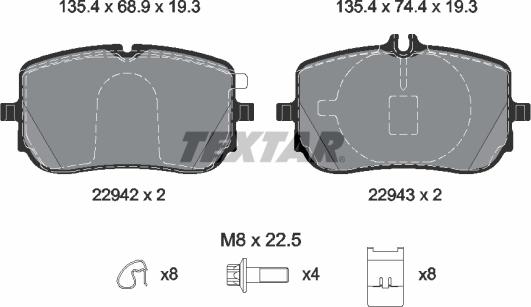 Textar 2294201 - Гальмівні колодки, дискові гальма autozip.com.ua