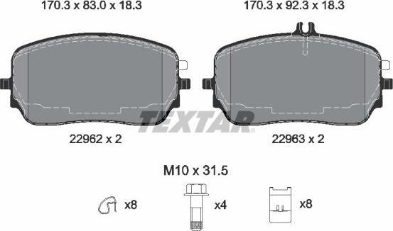 Textar 2296201 - Гальмівні колодки, дискові гальма autozip.com.ua