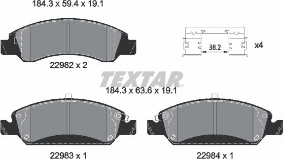 Textar 2298201 - Гальмівні колодки, дискові гальма autozip.com.ua