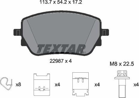 Textar 2298701 - Гальмівні колодки, дискові гальма autozip.com.ua