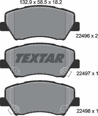 Textar 2249601 - Гальмівні колодки, дискові гальма autozip.com.ua