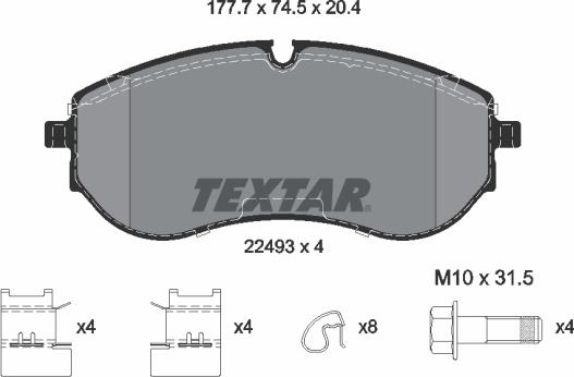 Textar 2249301 - Гальмівні колодки, дискові гальма autozip.com.ua