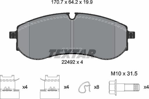 Textar 2249201-3058-00 - Комплект гальм, дисковий гальмівний механізм autozip.com.ua