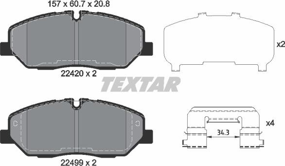 Textar 2242001 - Гальмівні колодки, дискові гальма autozip.com.ua