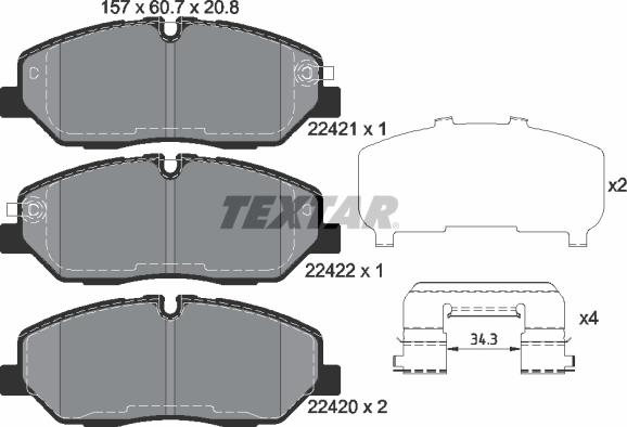 Textar 2242101 - Гальмівні колодки, дискові гальма autozip.com.ua