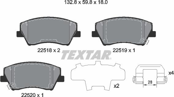 Textar 2251801 - Гальмівні колодки, дискові гальма autozip.com.ua