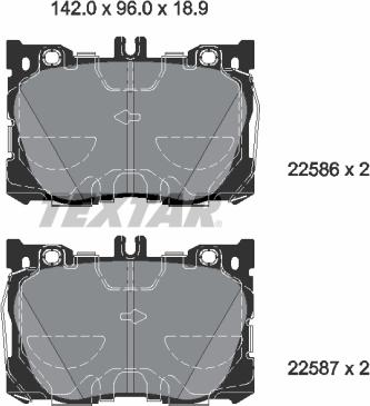 Textar 2258601 - Гальмівні колодки, дискові гальма autozip.com.ua