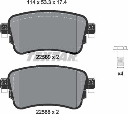 Textar 2258801 - Гальмівні колодки, дискові гальма autozip.com.ua