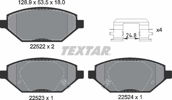 Textar 2252201 - Гальмівні колодки, дискові гальма autozip.com.ua