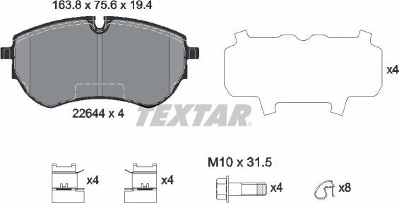 Textar 2264401 - Гальмівні колодки, дискові гальма autozip.com.ua