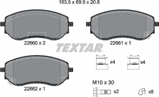 Textar 2266001 - Гальмівні колодки, дискові гальма autozip.com.ua