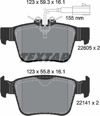 Textar 2260503 - Гальмівні колодки, дискові гальма autozip.com.ua