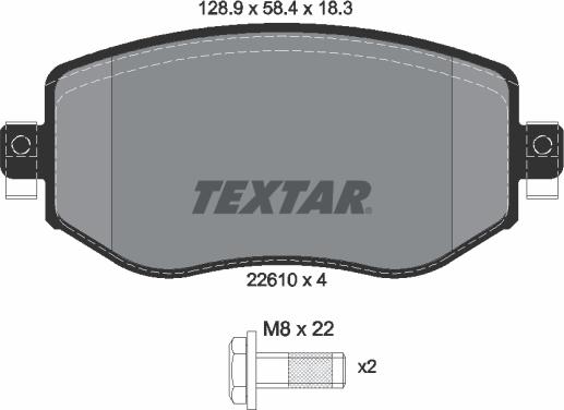 Textar 2261001 - Гальмівні колодки, дискові гальма autozip.com.ua