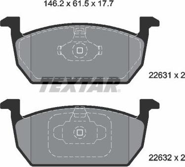 Textar 2263101 - Гальмівні колодки, дискові гальма autozip.com.ua