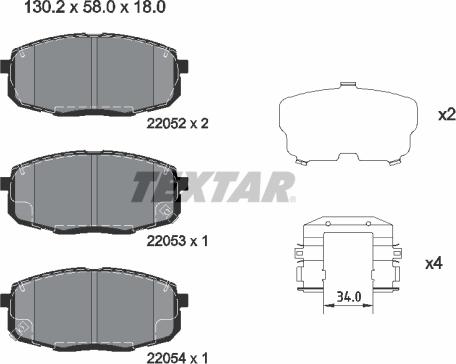 Textar 2205203 - Гальмівні колодки, дискові гальма autozip.com.ua