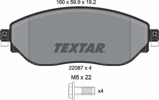 Textar 2208701 - Гальмівні колодки, дискові гальма autozip.com.ua