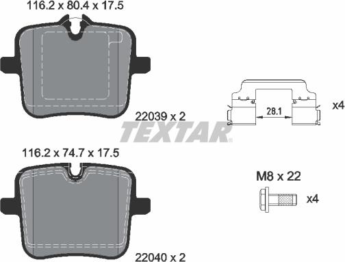 Textar 2203901 - Гальмівні колодки, дискові гальма autozip.com.ua