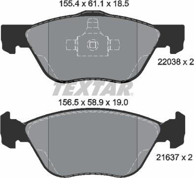 Textar 2203801 - Гальмівні колодки, дискові гальма autozip.com.ua