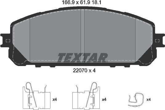 Textar 2207001 - Гальмівні колодки, дискові гальма autozip.com.ua