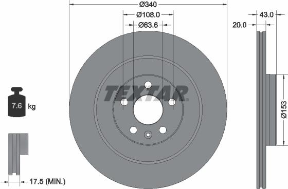 Textar 92304503 - Гальмівний диск autozip.com.ua
