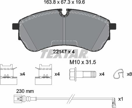 Textar 2214703 - Гальмівні колодки, дискові гальма autozip.com.ua