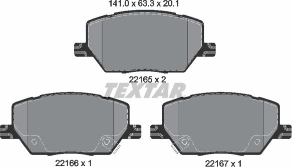 Textar 2216501 - Гальмівні колодки, дискові гальма autozip.com.ua