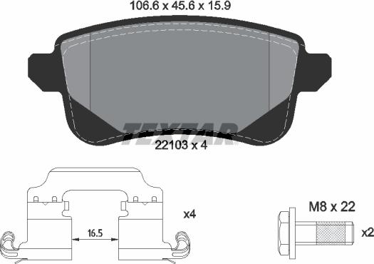 Textar 2210301 - Гальмівні колодки, дискові гальма autozip.com.ua