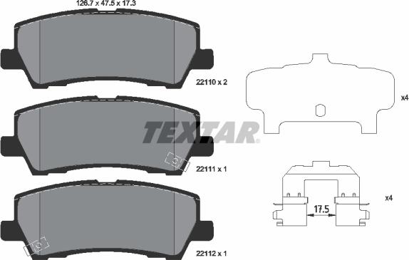 Textar 2211001 - Гальмівні колодки, дискові гальма autozip.com.ua