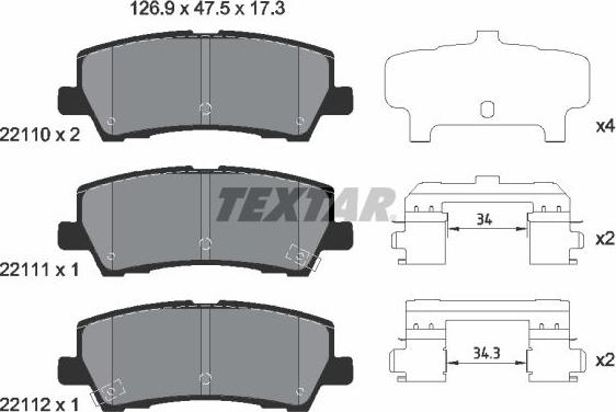 Textar 2211003 - Гальмівні колодки, дискові гальма autozip.com.ua