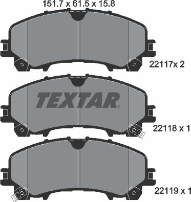 Textar 2211701 - Гальмівні колодки, дискові гальма autozip.com.ua