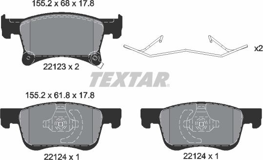 Textar 2212301 - Гальмівні колодки, дискові гальма autozip.com.ua