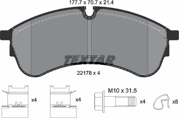 Textar 2217801 - Гальмівні колодки, дискові гальма autozip.com.ua