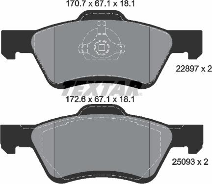 Textar 2289701 - Гальмівні колодки, дискові гальма autozip.com.ua