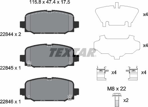Textar 2284401 - Гальмівні колодки, дискові гальма autozip.com.ua
