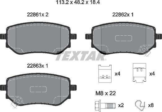 Textar 2286101 - Гальмівні колодки, дискові гальма autozip.com.ua