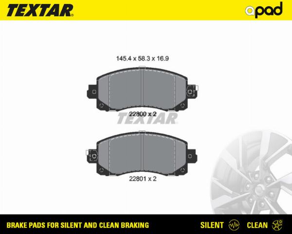 Textar 2280001SC - Гальмівні колодки, дискові гальма autozip.com.ua