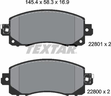 Textar 2280001 - Гальмівні колодки, дискові гальма autozip.com.ua