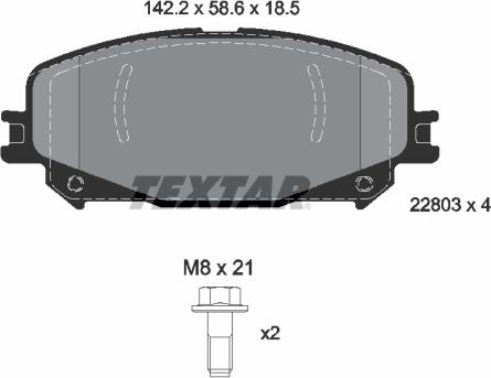 Textar 2280301 - Гальмівні колодки, дискові гальма autozip.com.ua