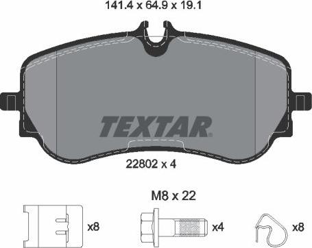 Textar 2280201 - Гальмівні колодки, дискові гальма autozip.com.ua