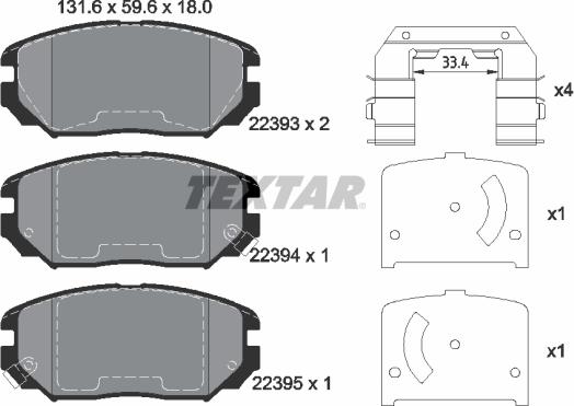 Textar 2239301 - Гальмівні колодки, дискові гальма autozip.com.ua