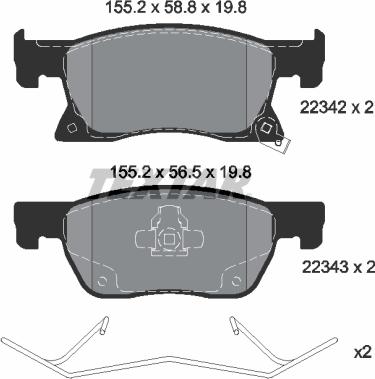 Textar 2234201 - Гальмівні колодки, дискові гальма autozip.com.ua