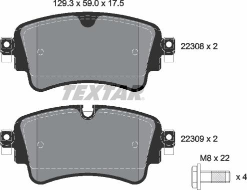 Textar 2230801 - Гальмівні колодки, дискові гальма autozip.com.ua