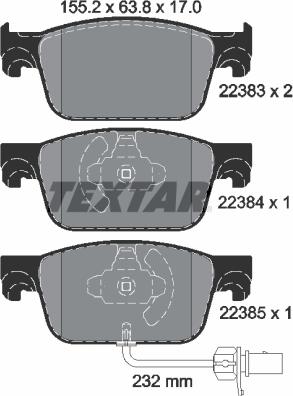 Textar 2238301-1599-00 - Комплект гальм, дисковий гальмівний механізм autozip.com.ua