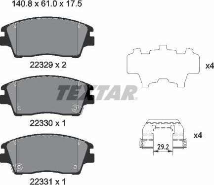 Textar 2232901 - Гальмівні колодки, дискові гальма autozip.com.ua