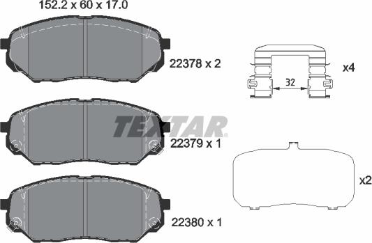 Textar 2237801 - Гальмівні колодки, дискові гальма autozip.com.ua