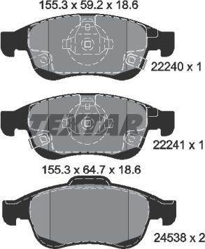 Textar 2224001 - Гальмівні колодки, дискові гальма autozip.com.ua