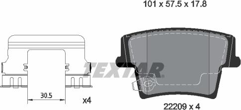 Textar 2220901 - Гальмівні колодки, дискові гальма autozip.com.ua