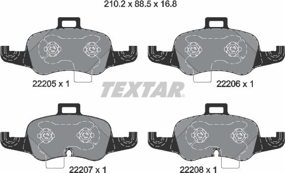 Textar 2220501 - Гальмівні колодки, дискові гальма autozip.com.ua