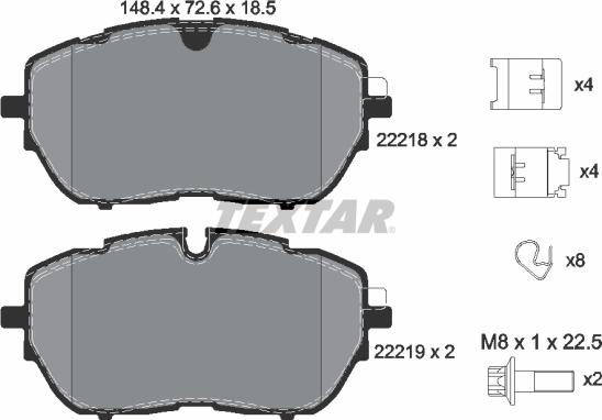 Textar 2221801 - Гальмівні колодки, дискові гальма autozip.com.ua