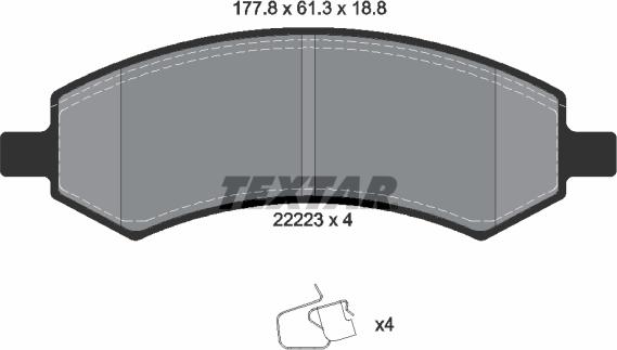 Textar 2222301 - Гальмівні колодки, дискові гальма autozip.com.ua